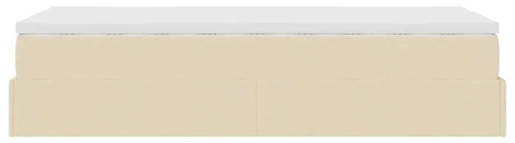 Estrutura de cama otomana com creme de colchão 100x200cm tecido