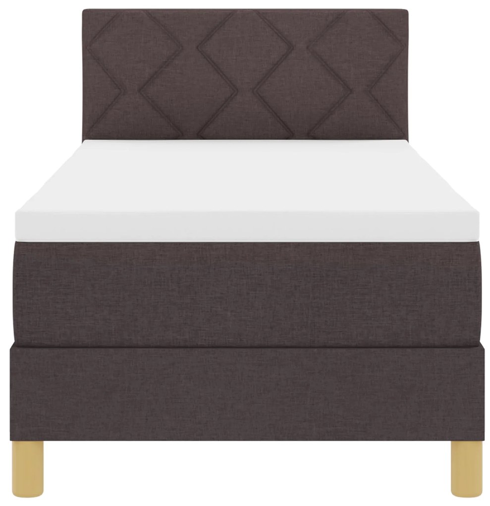 Cama Box Spring com Colchão Castanho Escuro 80x200 cm Tecido