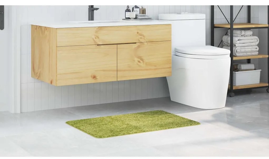 Tapete de Banho Retangular Verde 60x90 cm Polipropileno Antiderrapante