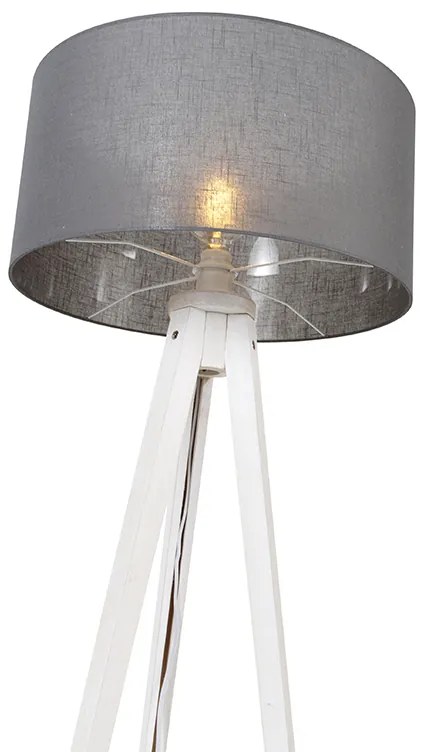 Candeeiro de pé moderno tripé branco com cúpula cinzenta 50 cm - Tripod Classic Moderno