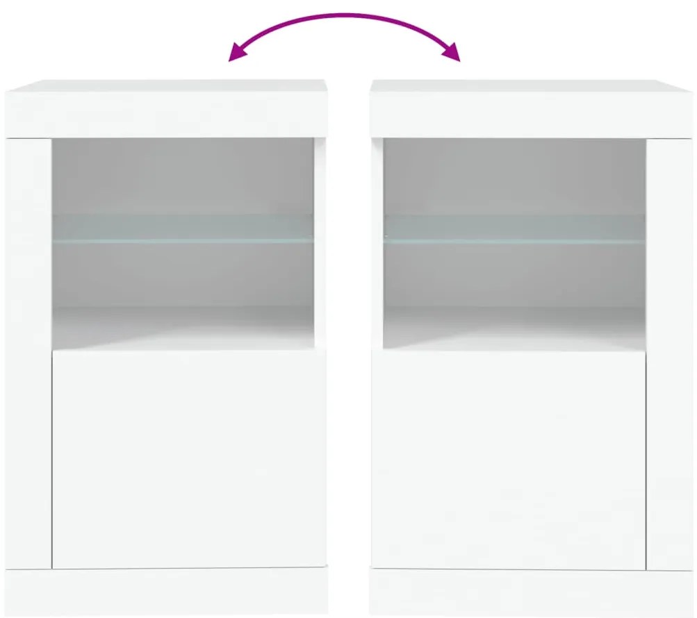 Móveis de apoio c/ luzes LED 2 pcs derivados de madeira branco