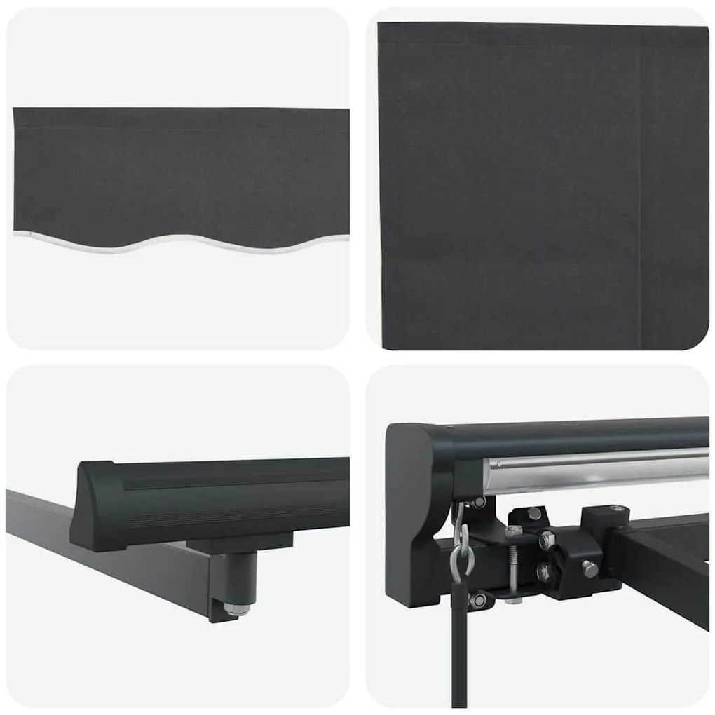 Toldo Retrátil Manual Antracite 400x300 cm Alumínio e Poliéster