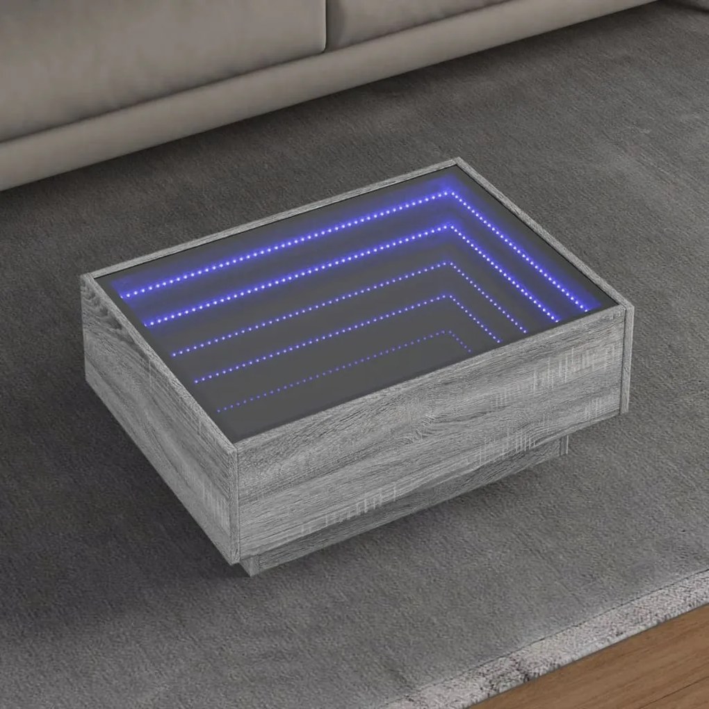 vidaXL Mesa de centro c/ LEDs 70x50x30 cm derivados de madeira