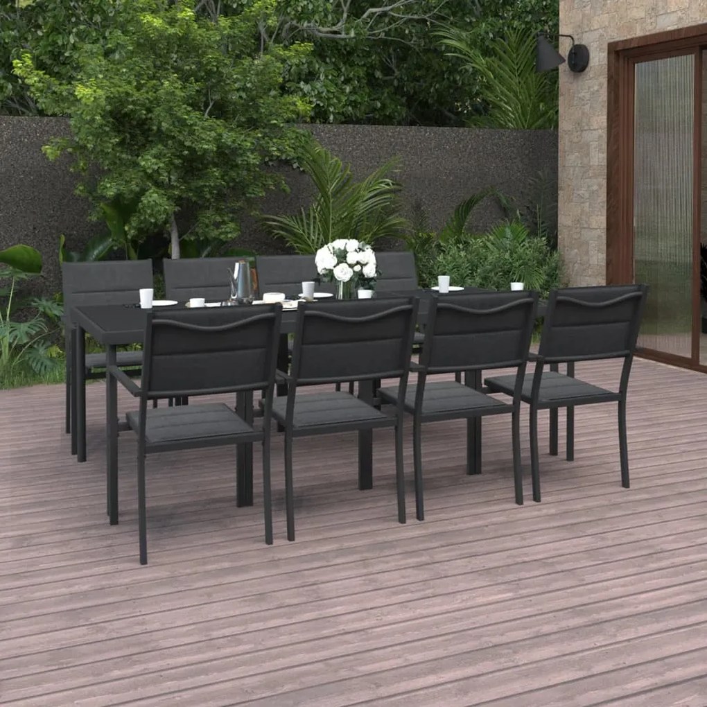 vidaXL 9 pcs conjunto de jantar para exterior aço