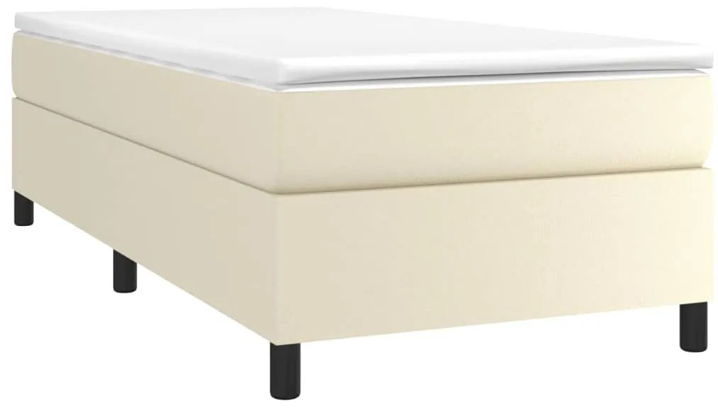 Estrutura de cama 90x190 cm couro artificial cor creme