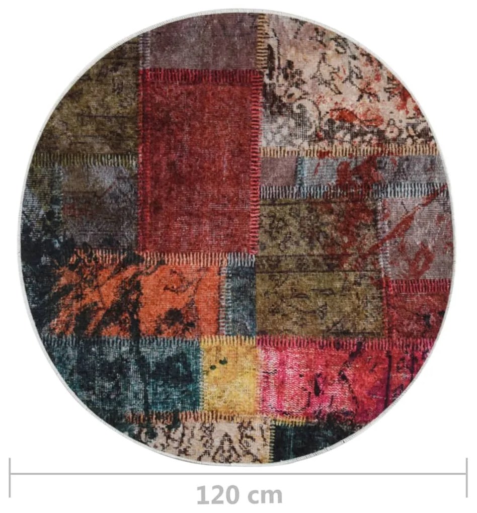 Tapete lavável antiderrapante φ120 cm patchwork multicor