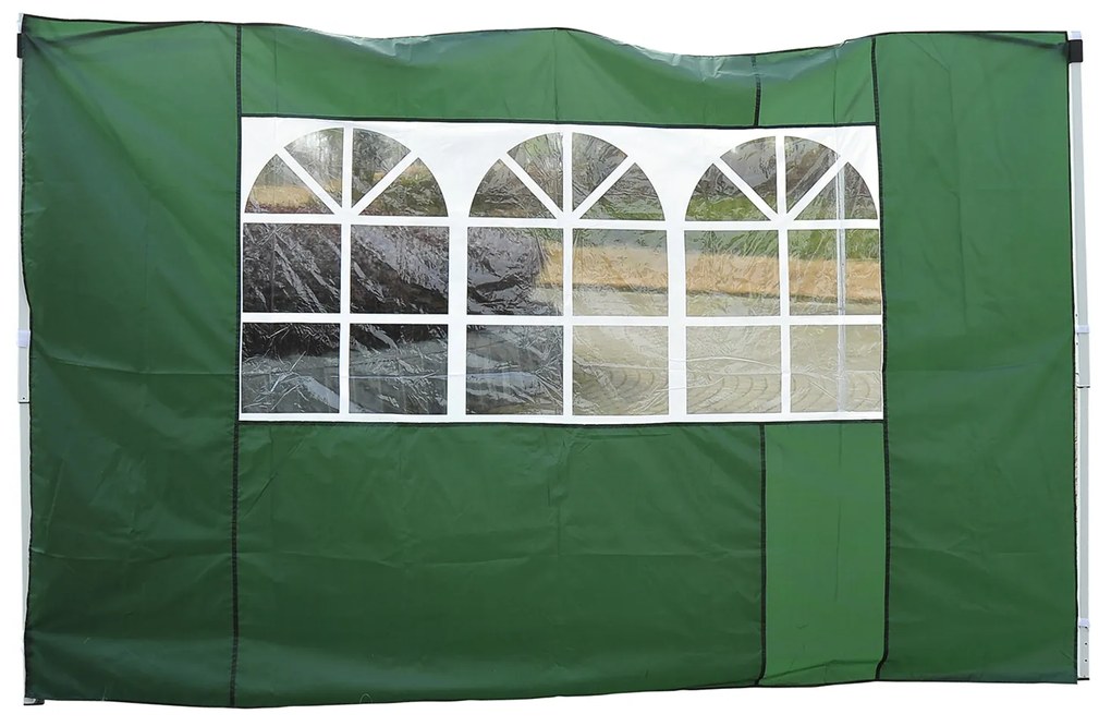 2 paredes Parte lateral para tenda 3x3m lado gazebo A tela impermeável de Oxford com janela mede a obscuridade de 300x200cm - verde escuro