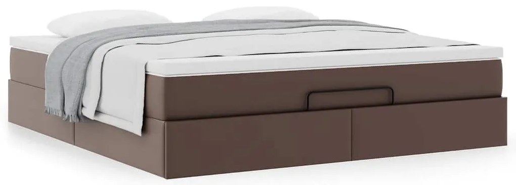 Estrutura de cama otomana com colchão 180x200 cm castanha