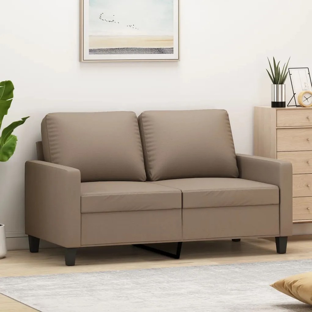 vidaXL Sofá de 2 lugares 120 cm couro artificial cor cappuccino