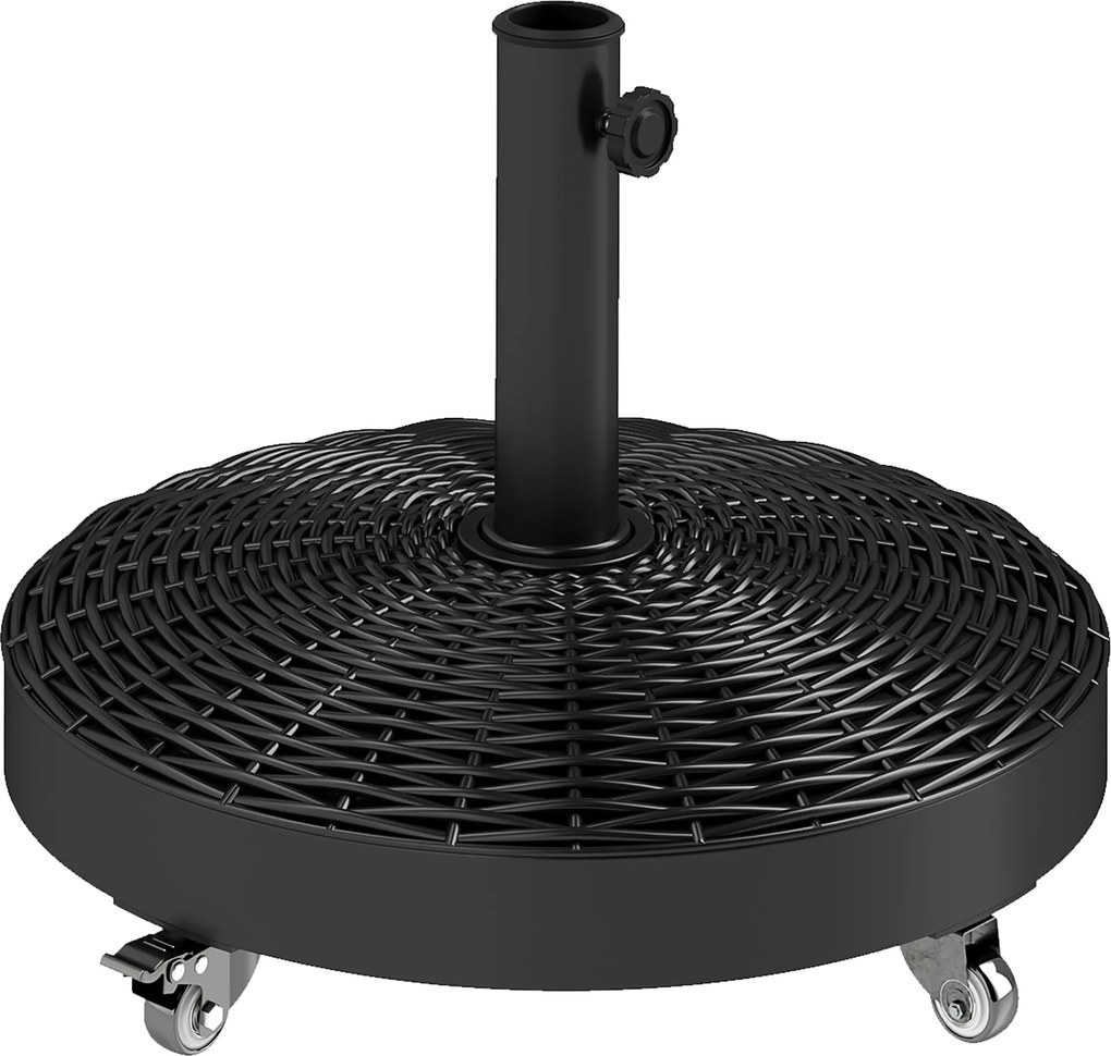 Outsunny Base Chapéu de Sol Redonda Suporte com Rodas Peso 25 kg Jardim Terraço Resistente Ø52x42 cm Preto | Aosom Portugal