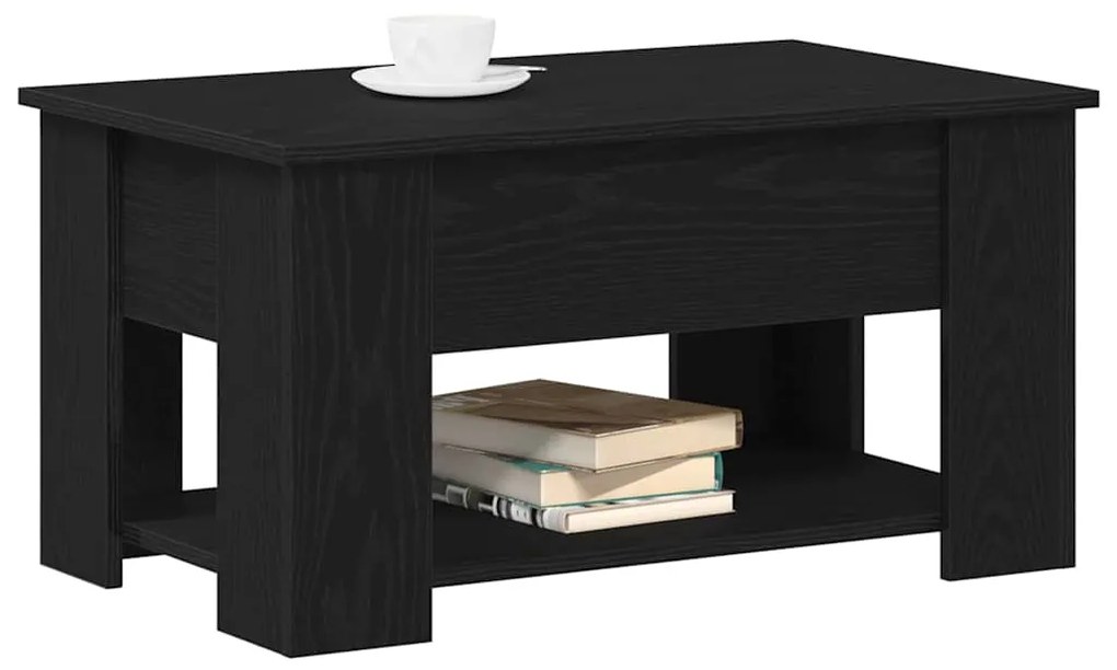 Mesa de Café em Carvalho Preto 79x49x41 cm Feita de Madeira Engenharia