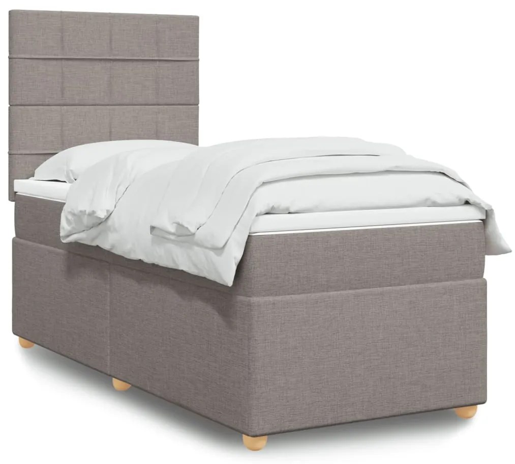 vidaXL Cama com molas/colchão 80x200 cm tecido castanho-acinzentado
