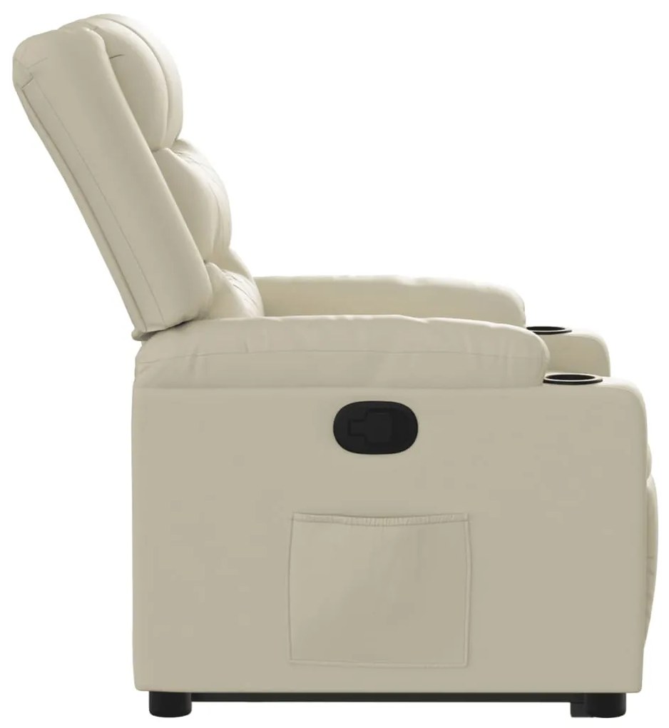 Poltrona reclinável elevatória couro artificial cor creme