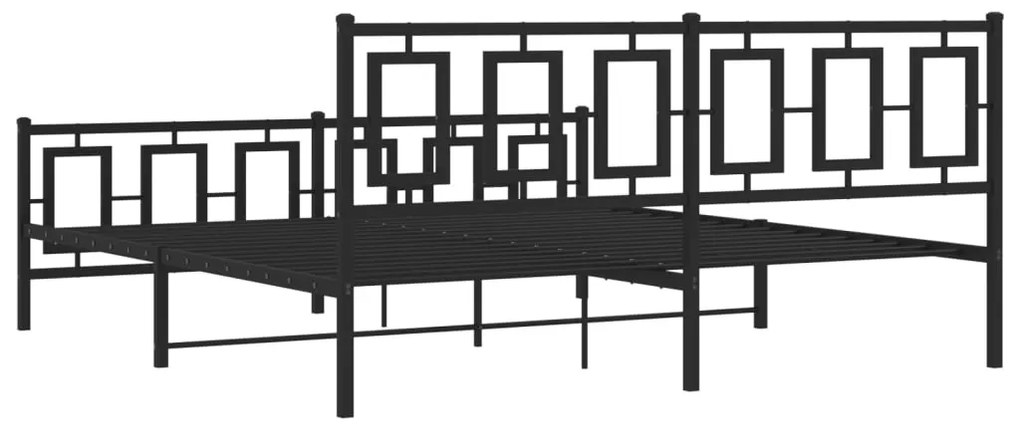 Estrutura de cama com cabeceira e pés 183x213 cm metal preto
