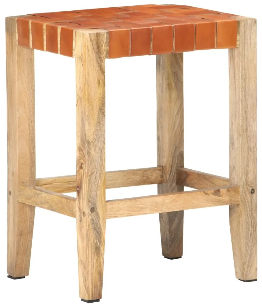 Bancos de bar 2 pcs couro genuíno 60 cm castanho