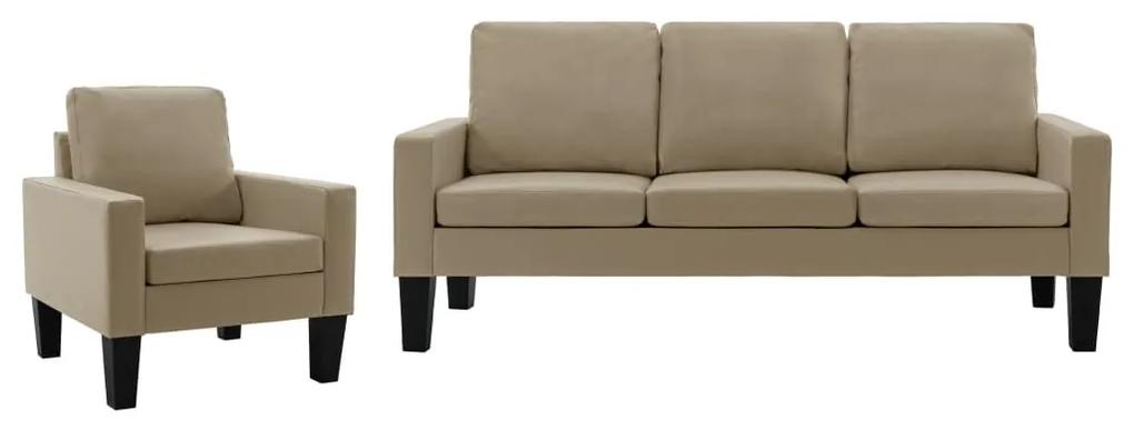 3056674 vidaXL 2 pcs conjunto de sofás couro artificial cappuccino