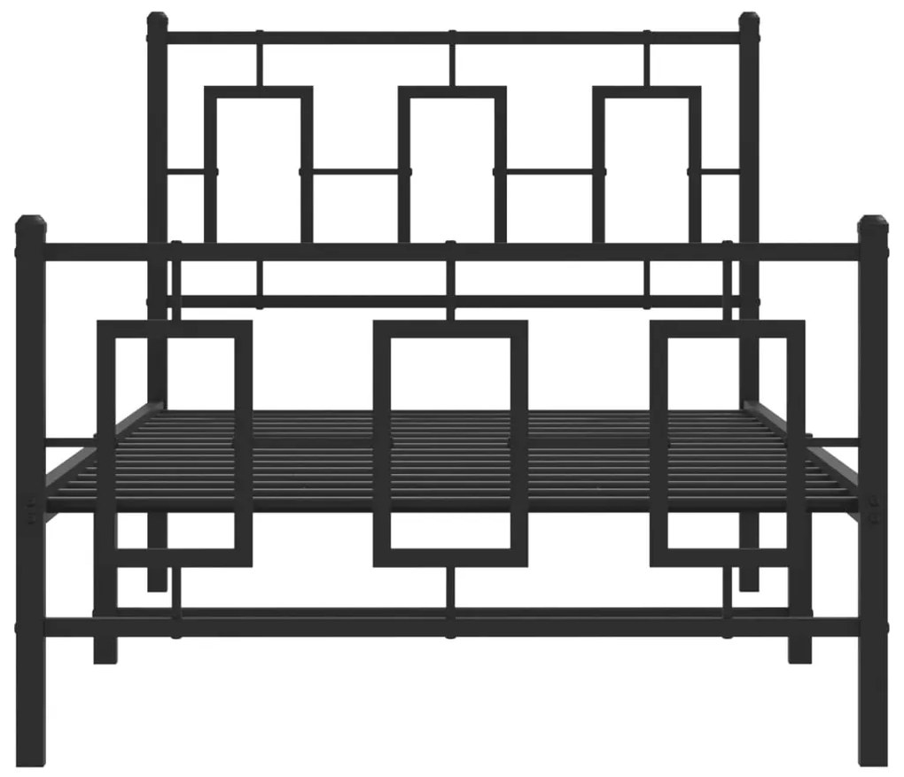 Estrutura de cama com cabeceira e pés 90x200 cm metal preto