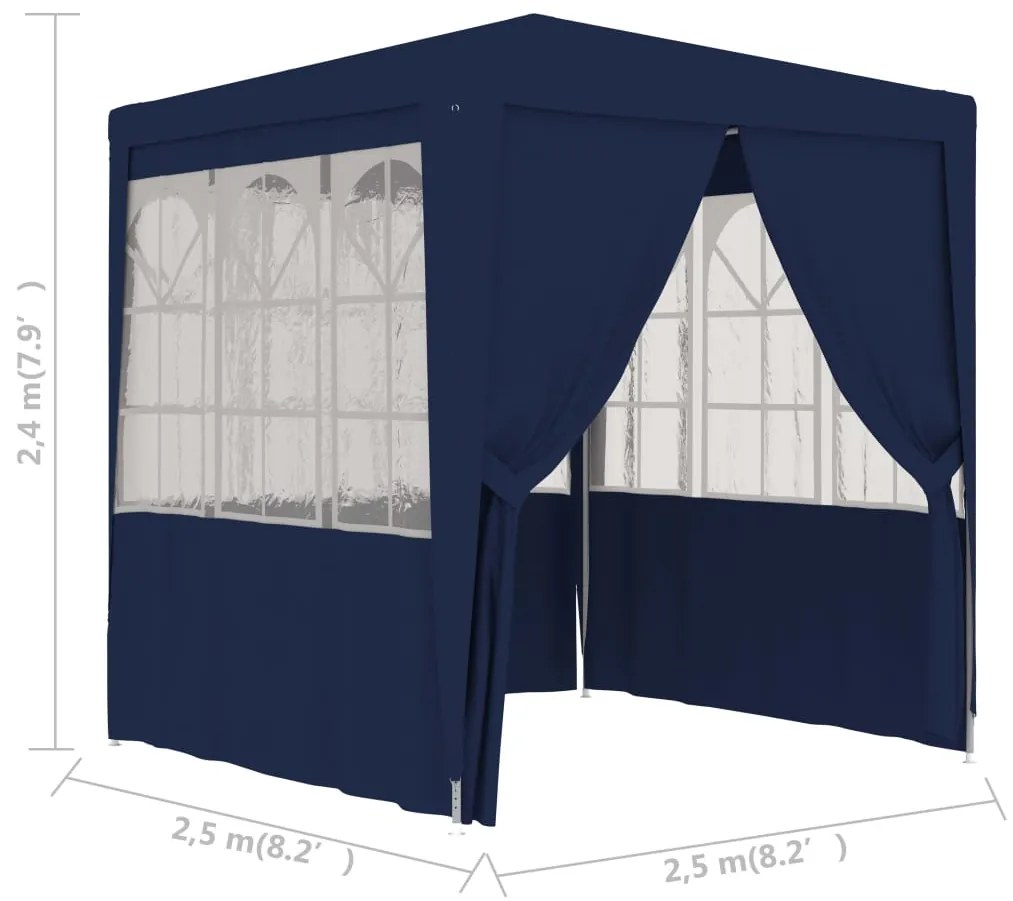 Tenda festas com paredes laterais 2,5x2,5m 90g/m² azul