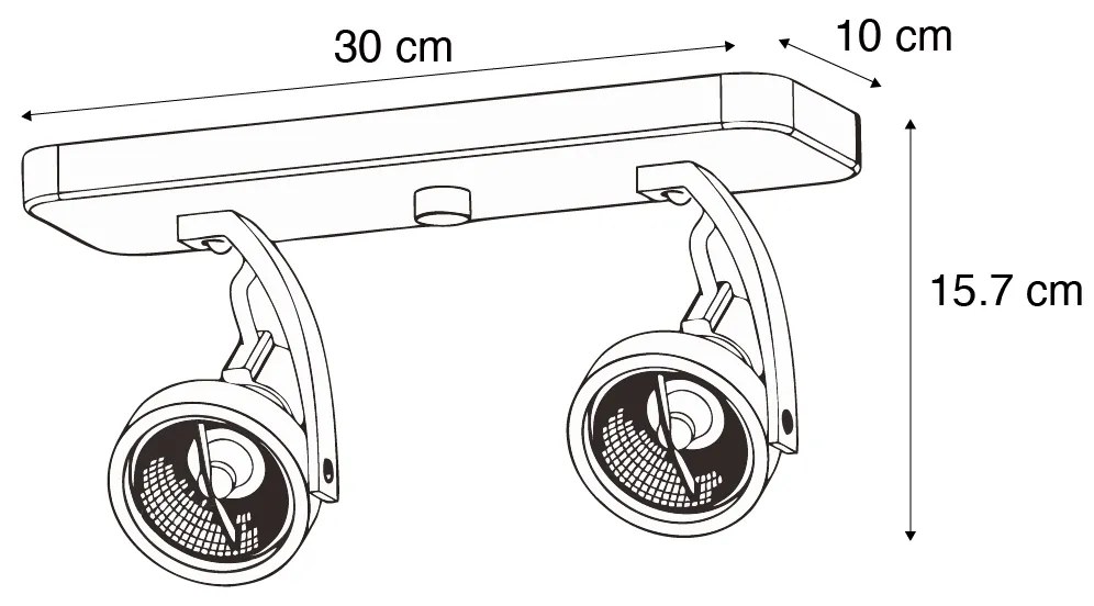 Foco de teto de design branco GU10 70mm 2-luzes ajustável - Vo Design