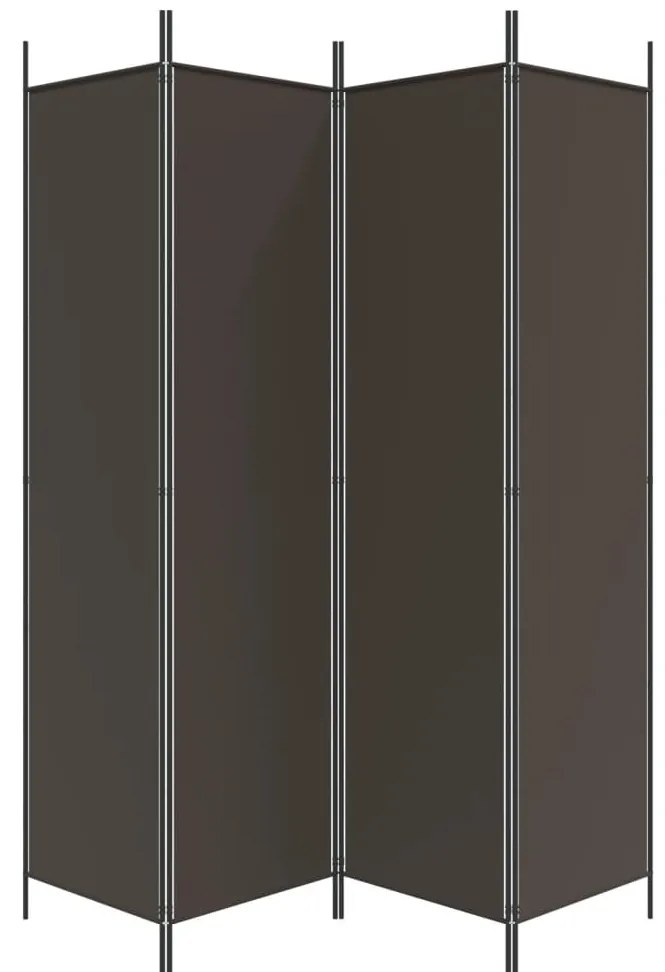 Biombo/divisória com 4 painéis 200x200 cm tecido castanho