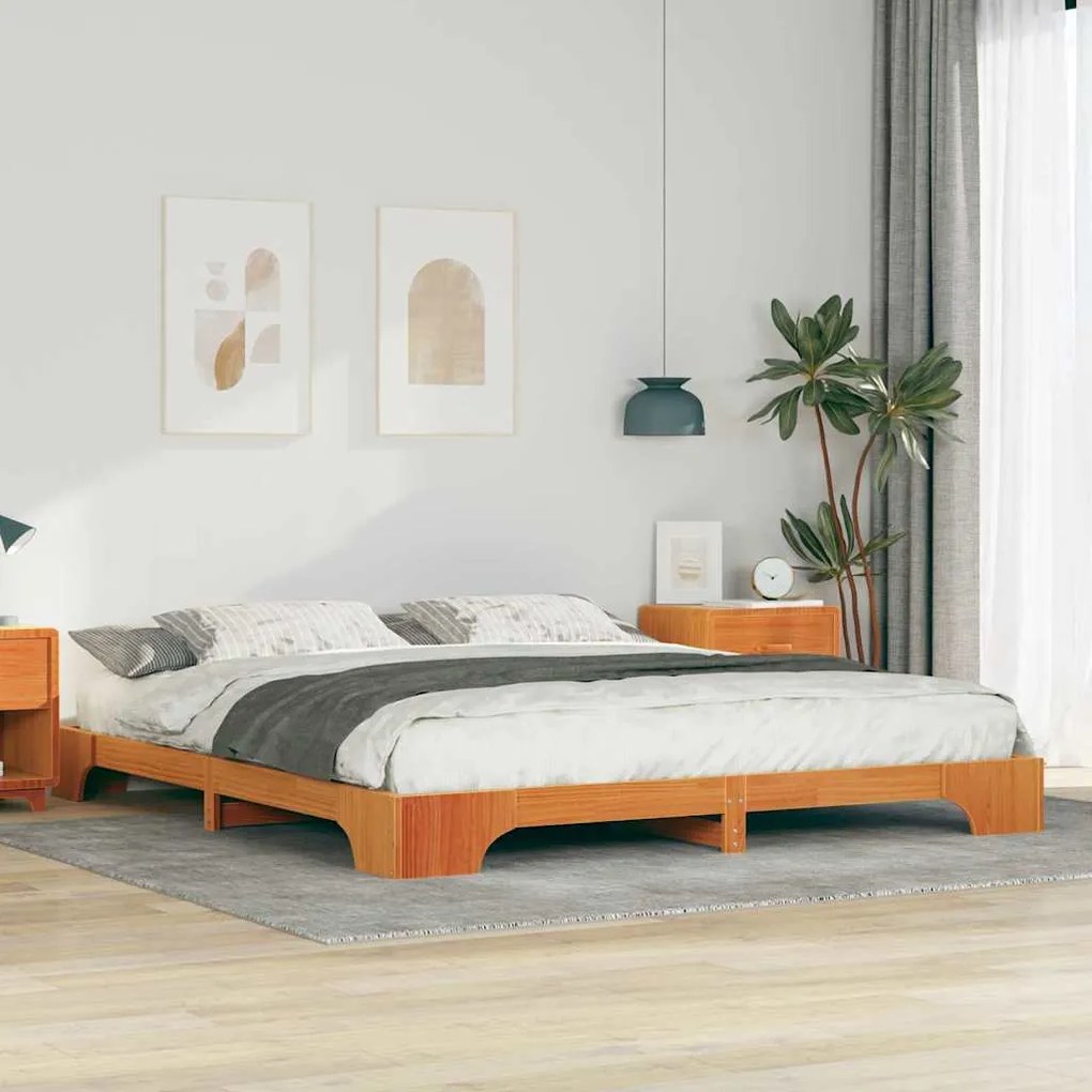 Estrutura de cama de chão Castanho 180 x 220 cm