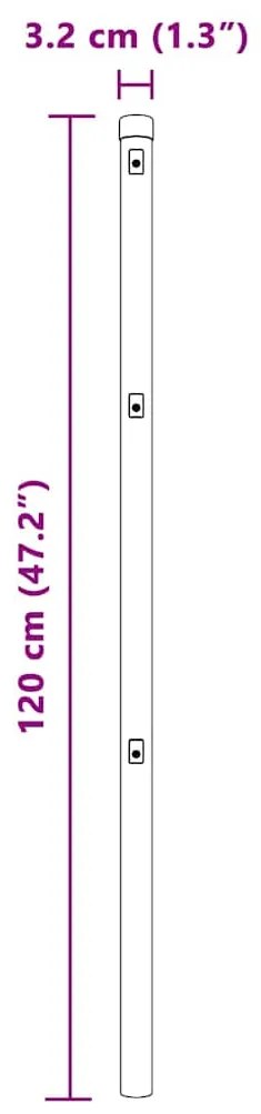 Postes de Cerca 26 pcs Ø32 mm 120 cm em Aço Galvanizado