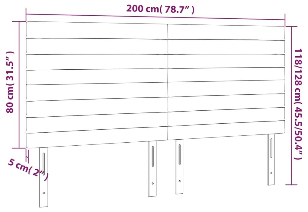 Cabeceira de cama 4 pcs tecido 100x5x78/88 cm preto