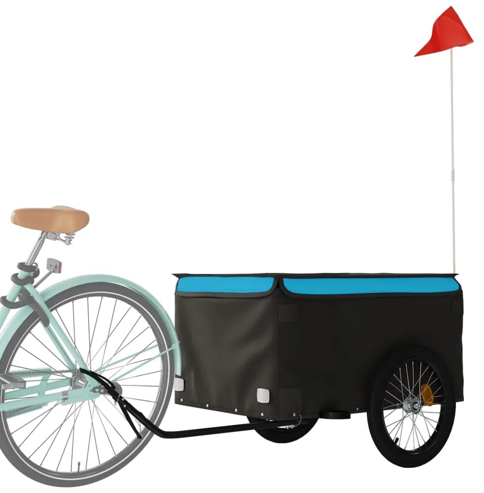 Reboque para bicicleta 45 kg ferro preto e azul
