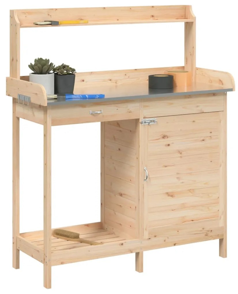 Mesa de cultivo c/ armário 110,5x45x124,5 cm abeto maciço