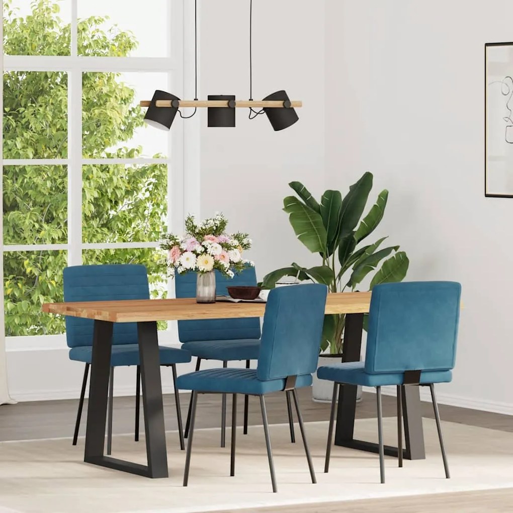 Cadeiras de jantar 4 pcs veludo azul