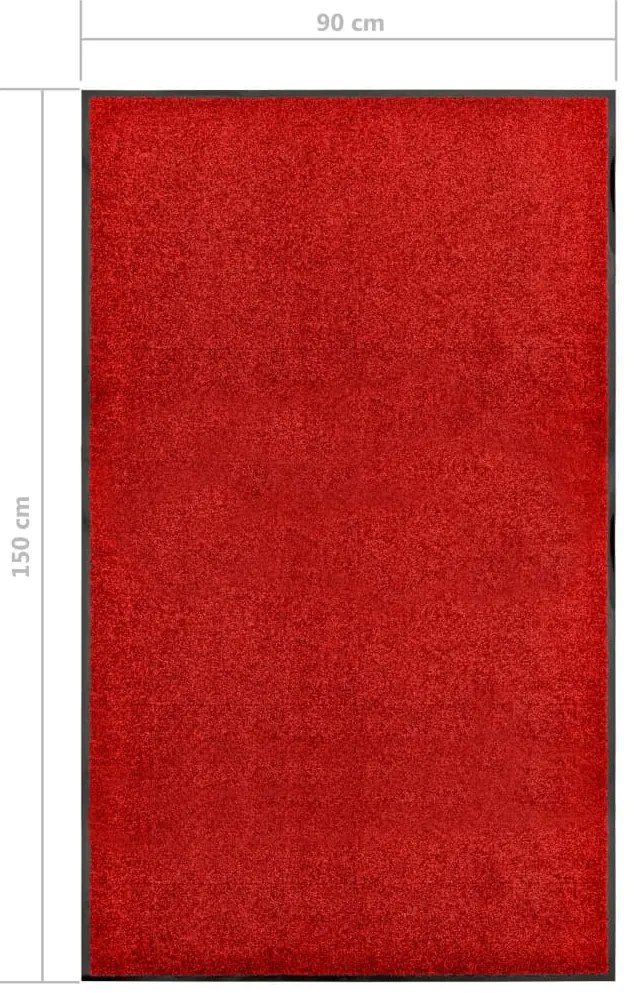 Tapete de porta lavável 90x150 cm vermelho