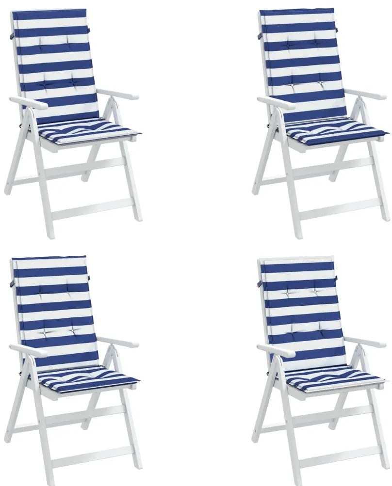 Almofadões cadeira encosto alto 4 pcs tecido riscas azul/branco