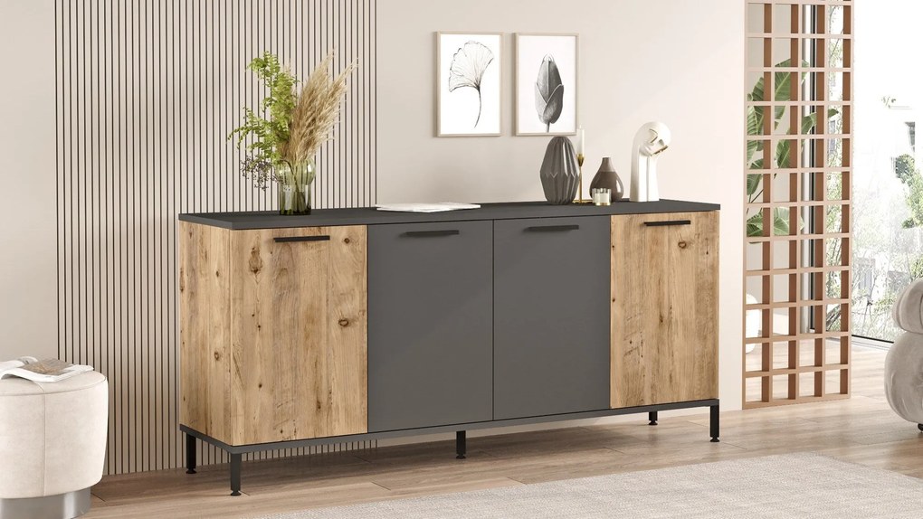 Console RL4 – Atlantic Pine Anthracite – 160 cm x 71,8 cm x 40 cm