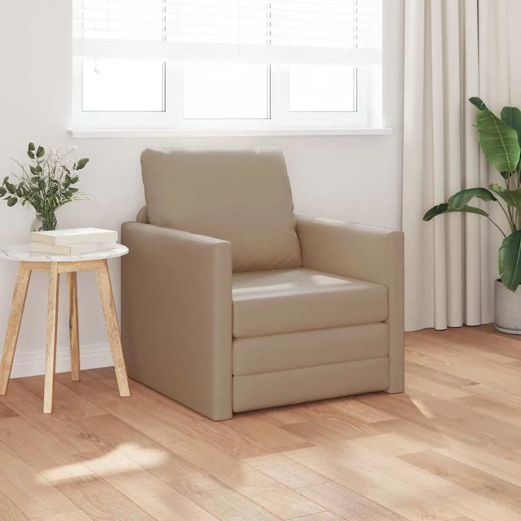 vidaXL Sofá-Cama de Chão Cappuccino 74 x 77 x 81 cm Couro sintético