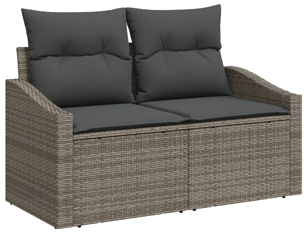 Conjunto de Jantar de Jardim com Almofadas Preta Vime Poliéster