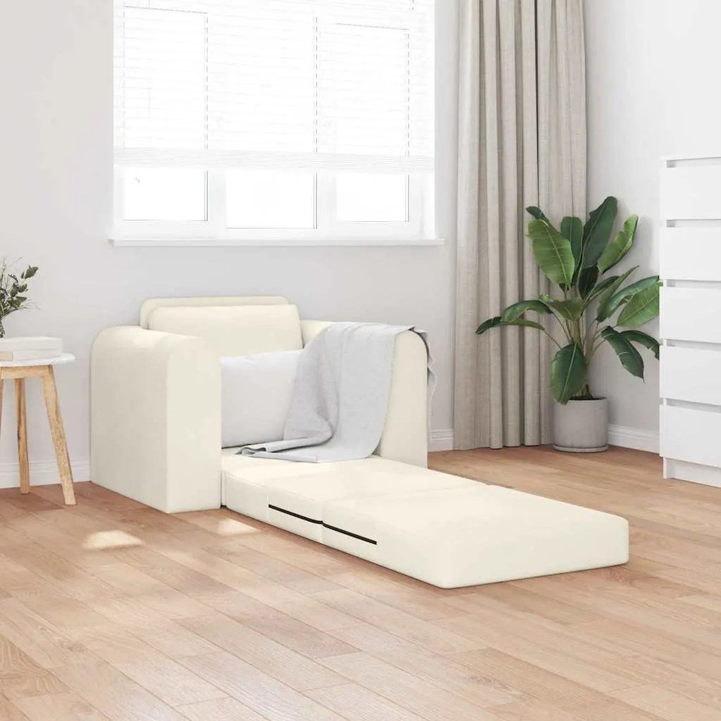 Sofá Cama 2 Em 1 Creme 98x71x83 cm Veludo