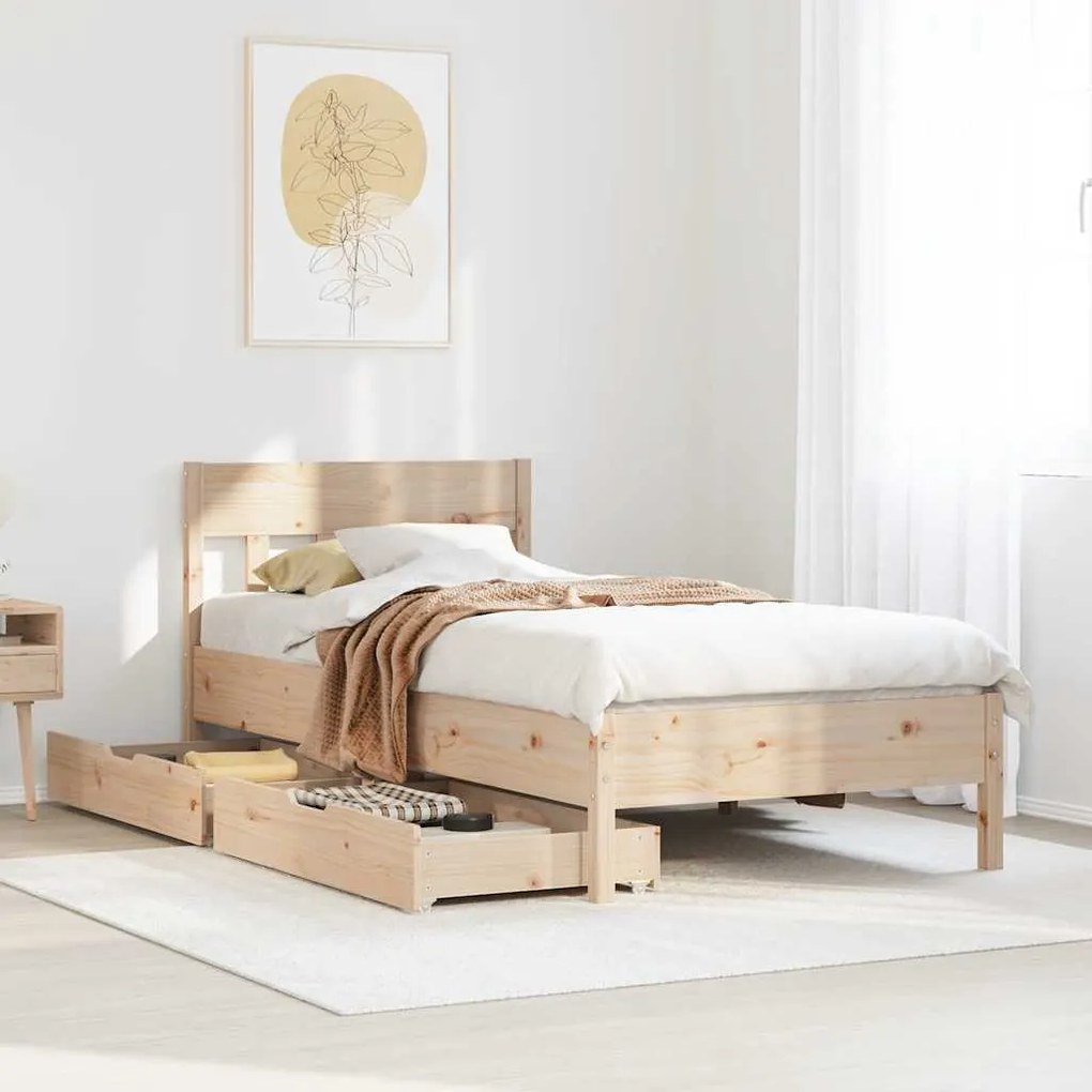 vidaXL Cama sem colchão 100x200 cm madeira de pinho maciça