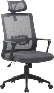 Cadeira De Escritório Com Rodas E Apoio De Cabeça Em Polipropileno Teill Black Cinza Grafito - Sklum