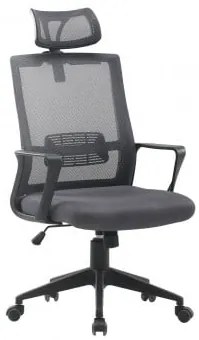 Cadeira De Escritório Com Rodas E Encosto De Cabeça Teill Black Cinza - Sklum