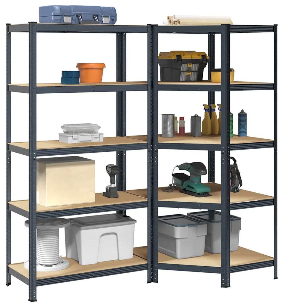 Estante 5 prateleiras 2 pcs madeira processada/aço antracite