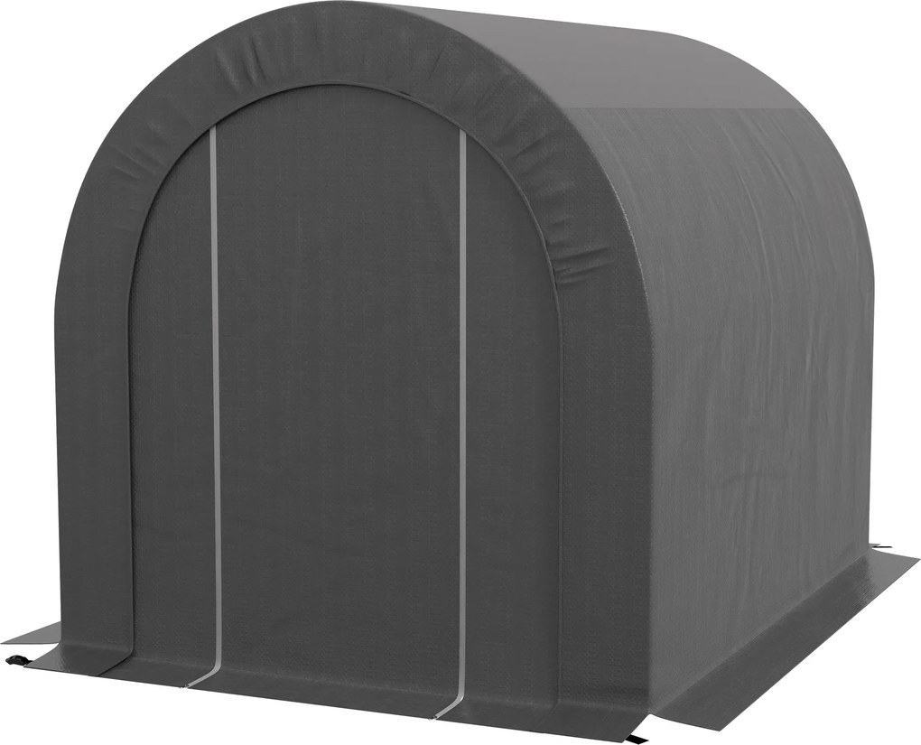 Abrigo de jardim em Lona, tenda de arrumação exterior, abrigo para bicicletas, garagem para bicicletas, lona em PE e metal, 2,4 x 1,8 x 1,9 m, cinzent