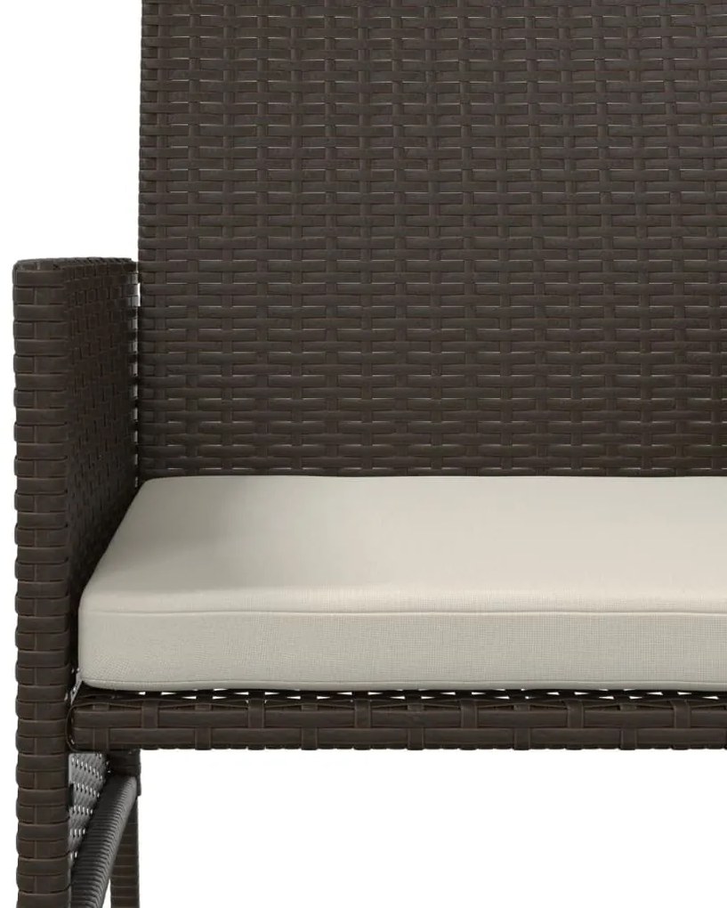 Sofá de jardim de 2 lugares com mesa e bancos vime PE castanho
