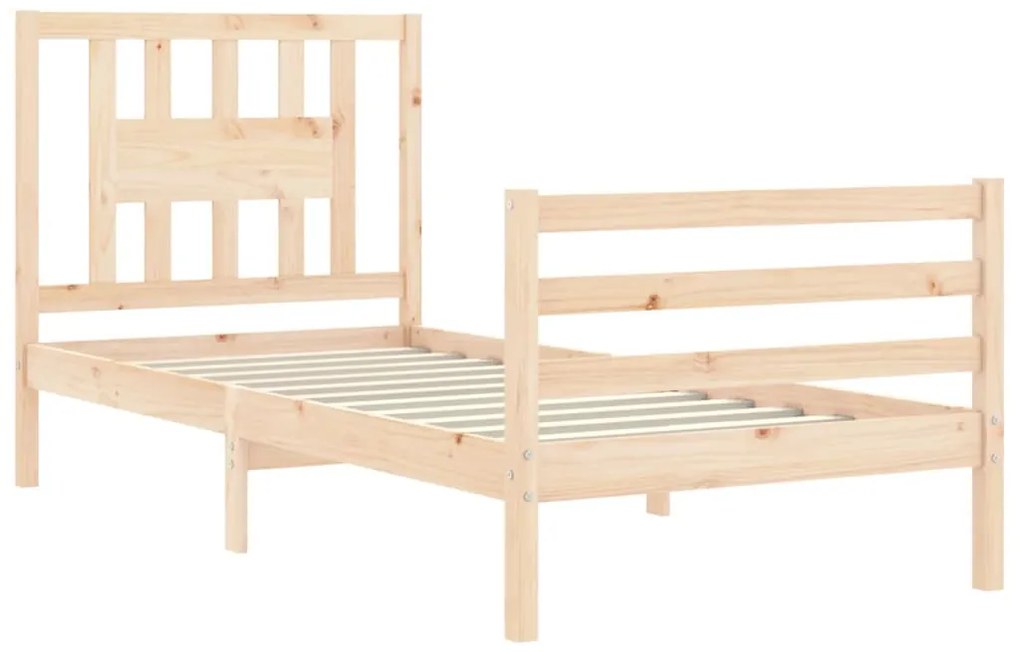 Estrutura de cama com cabeceira 90x200 cm madeira maciça