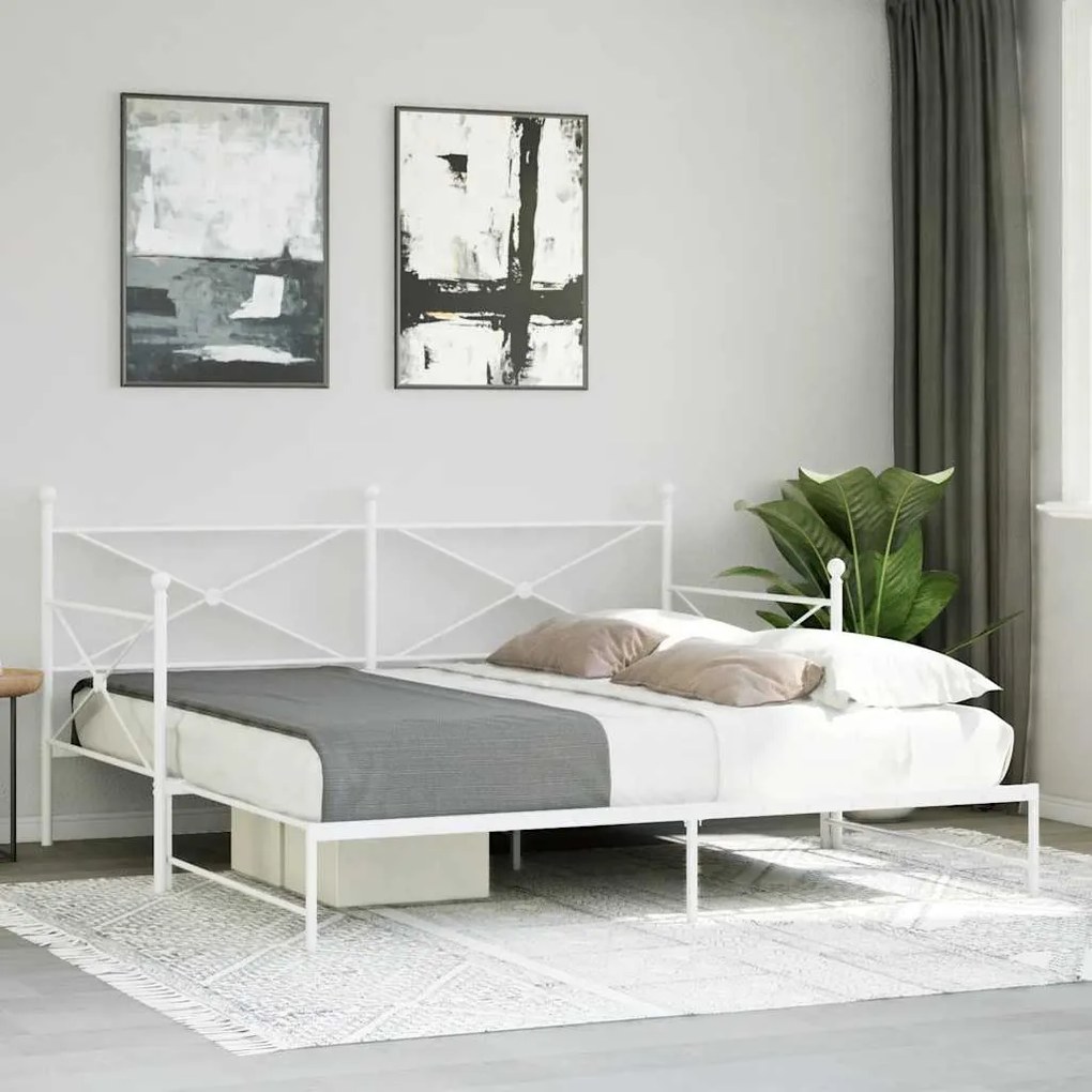 Cama de dia com gavetão sem colchão 107x203 cm aço branco