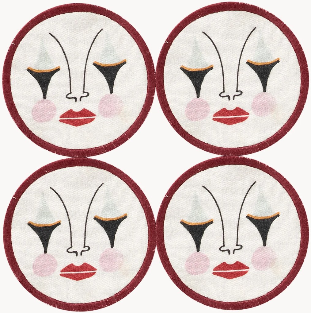 Bases para copos pintadas à mão Pierrot, conjunto de 4