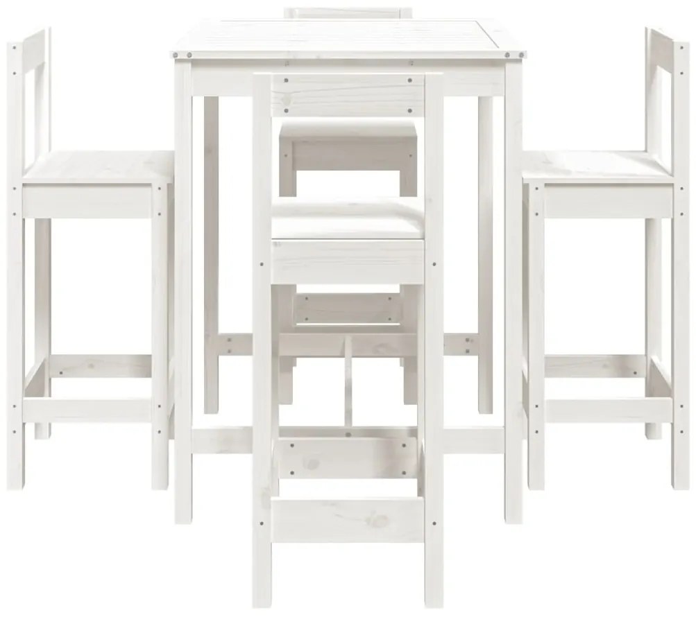 5 pcs conjunto de bar para jardim pinho maciço branco