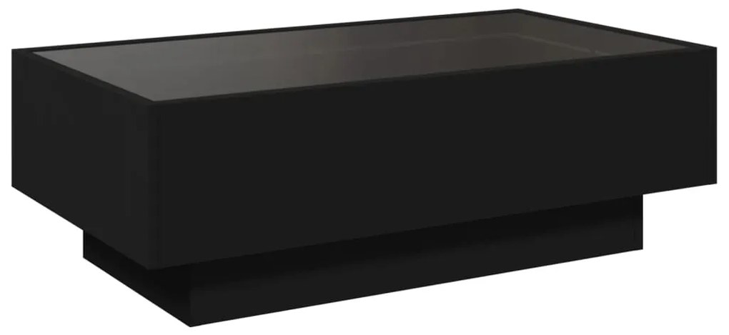 Mesa de centro c/ LEDs 90x50x30 cm derivados de madeira preto