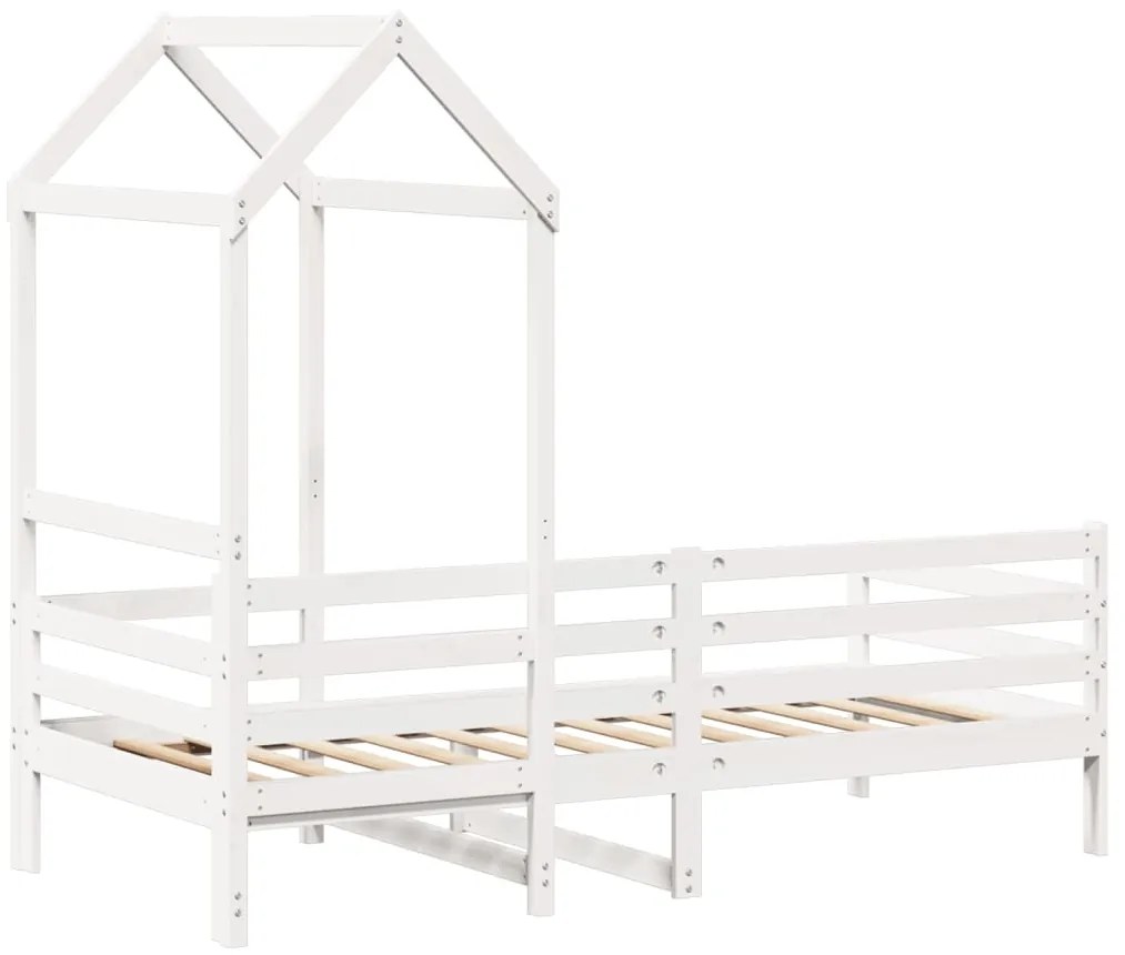 Sofá-cama com telhado 90x200 cm madeira de pinho maciça branco