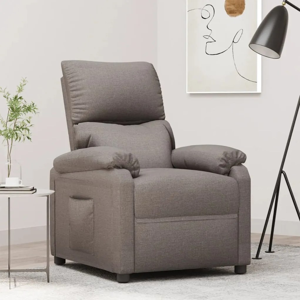 342458 vidaXL Poltrona reclinável tecido cinzento-acastanhado