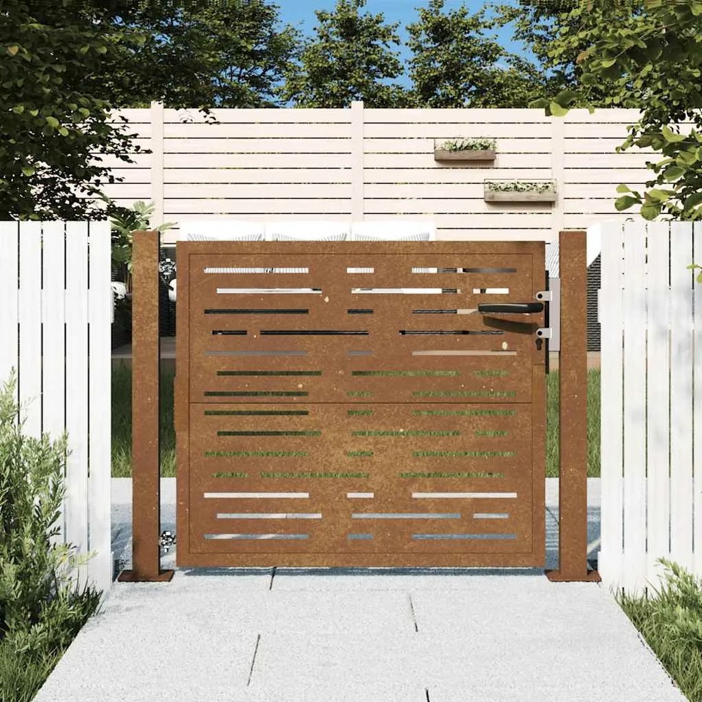 vidaXL Portão de jardim 100x75 cm em aço corten com design quadrado